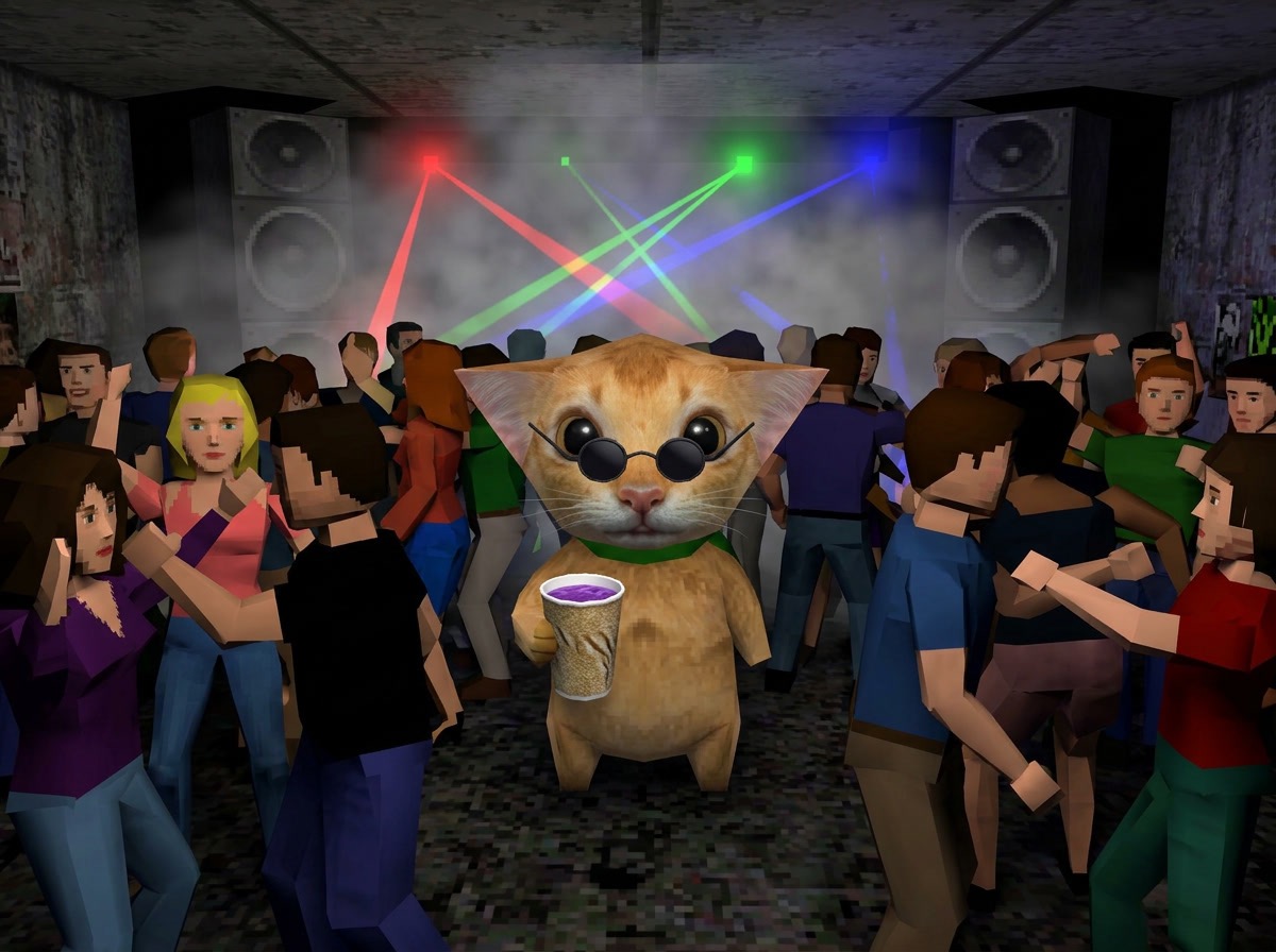 LOW POLY CAT: cat at the club