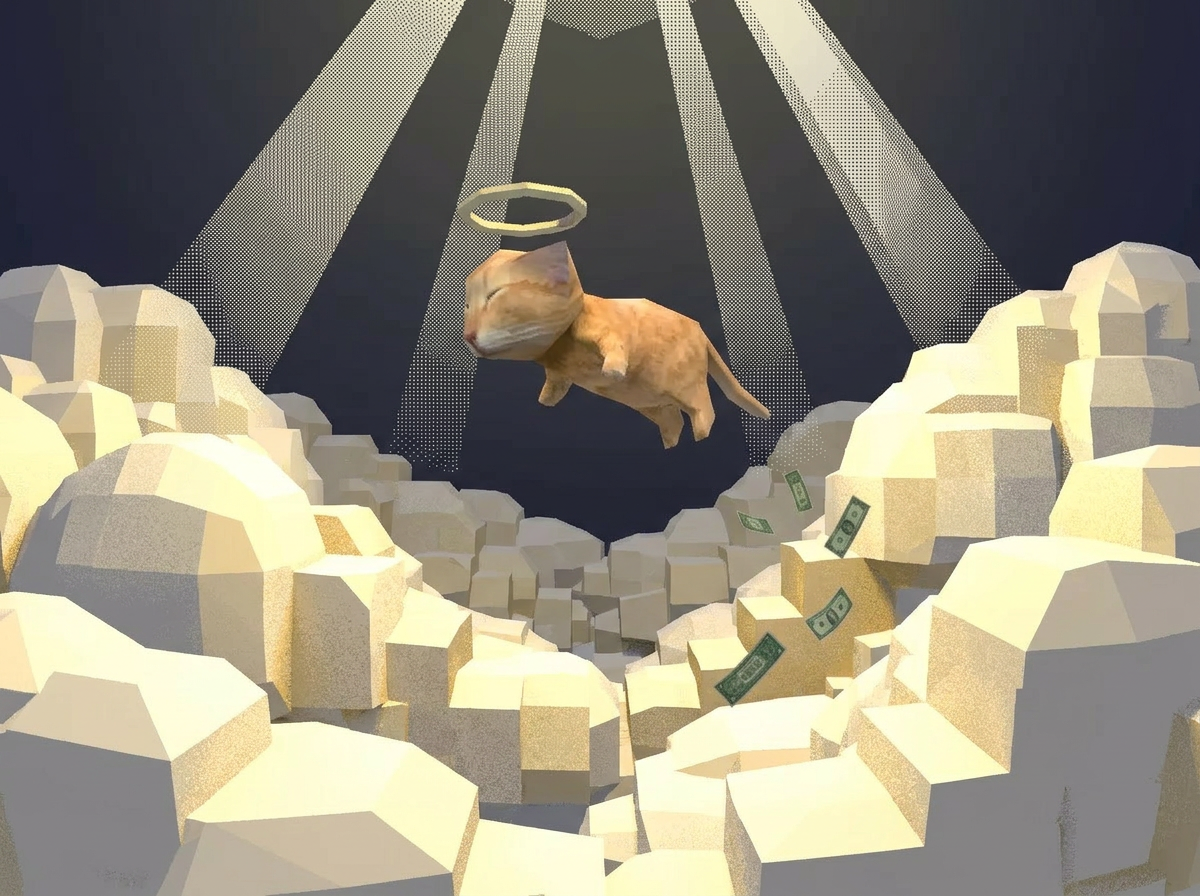 LOW POLY CAT: cat achieving enlightenment